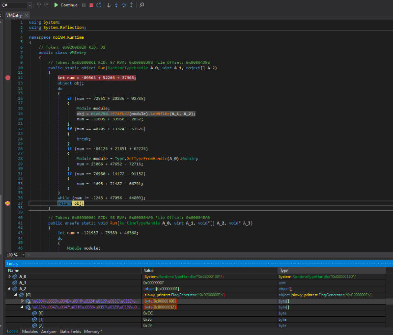Dumping FlagGenerator fields from debugger